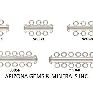Sterling Silver .925 2 or 3 or 4 or 5 or 6 Strand Sliding Tube Clasp 1Pc or 5Pc FREE SHIPPING