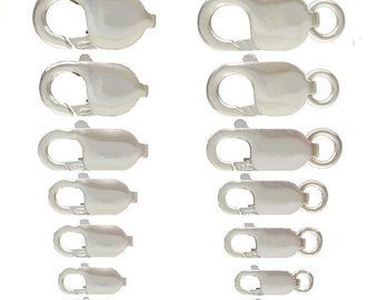 Sterling Silver .925 Lobster Claw Clasp 2 styles - 7 sizes 8mm - 18mm 1 PC-10 PC FREE Shipping