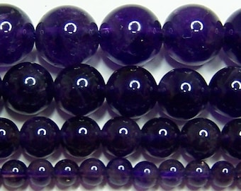 AAA Amethyst Beads Genuine Real Stone 2mm-3mm-4mm-6mm-8mm-10mm-12mm Real Stone 15.5 inch Strand