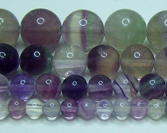 Fluorite Rainbow Darker Beads 2mm-3mm-4mm-6mm-8mm-10mm-12mm Real Stone 15.5" Strand FREE SHIPPING