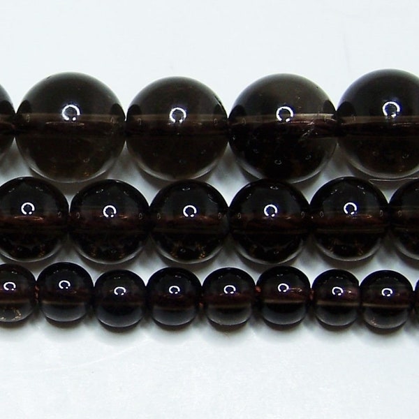 AAA Smokey Quartz Beads 2mm-3mm-4mm-6mm-8mm-10mm-12mm Real Stone 15.5" Strand FREE SHIPPING