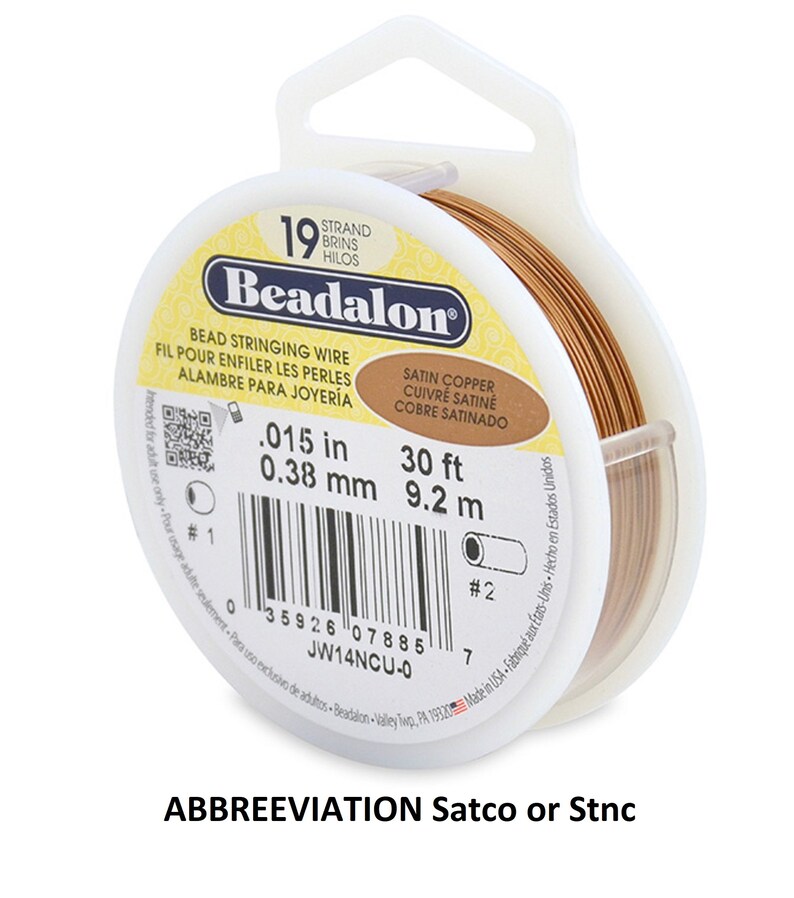 Beadalon Bead Stringing Wire 19 Strand 30/100 FT. Bright Various Sizes ...