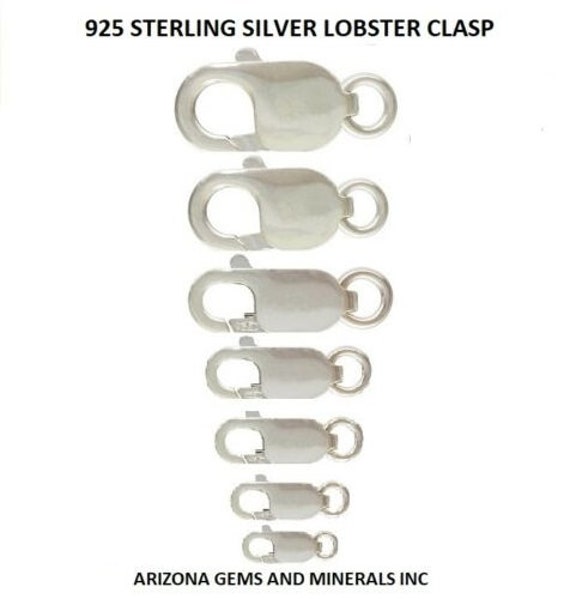 Sterling Silver, 925 Lobster Claw Clasp 2 styles - 7 sizes 8mm - 18mm 1  PC-10 PC