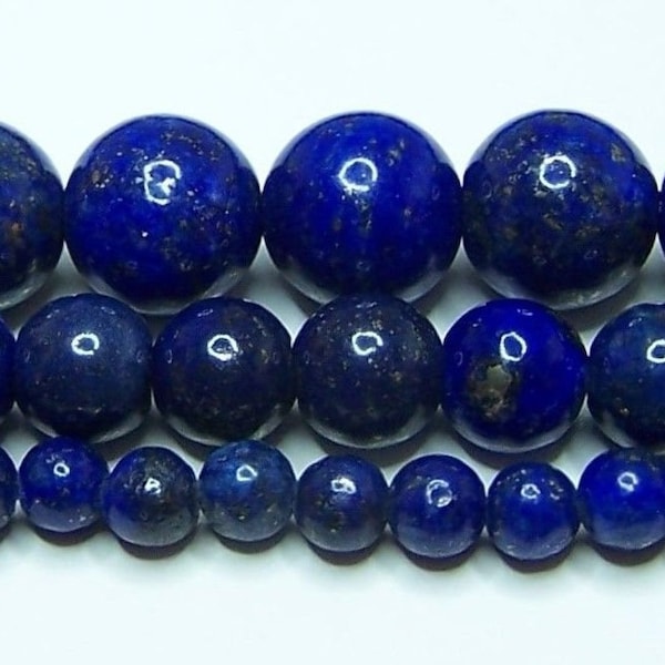 Lapis Lazuli Beads 2mm-3mm-4mm-6mm-8mm-10mm-12mm-14mm Real Stone 15.5" Strand FREE SHIPPING