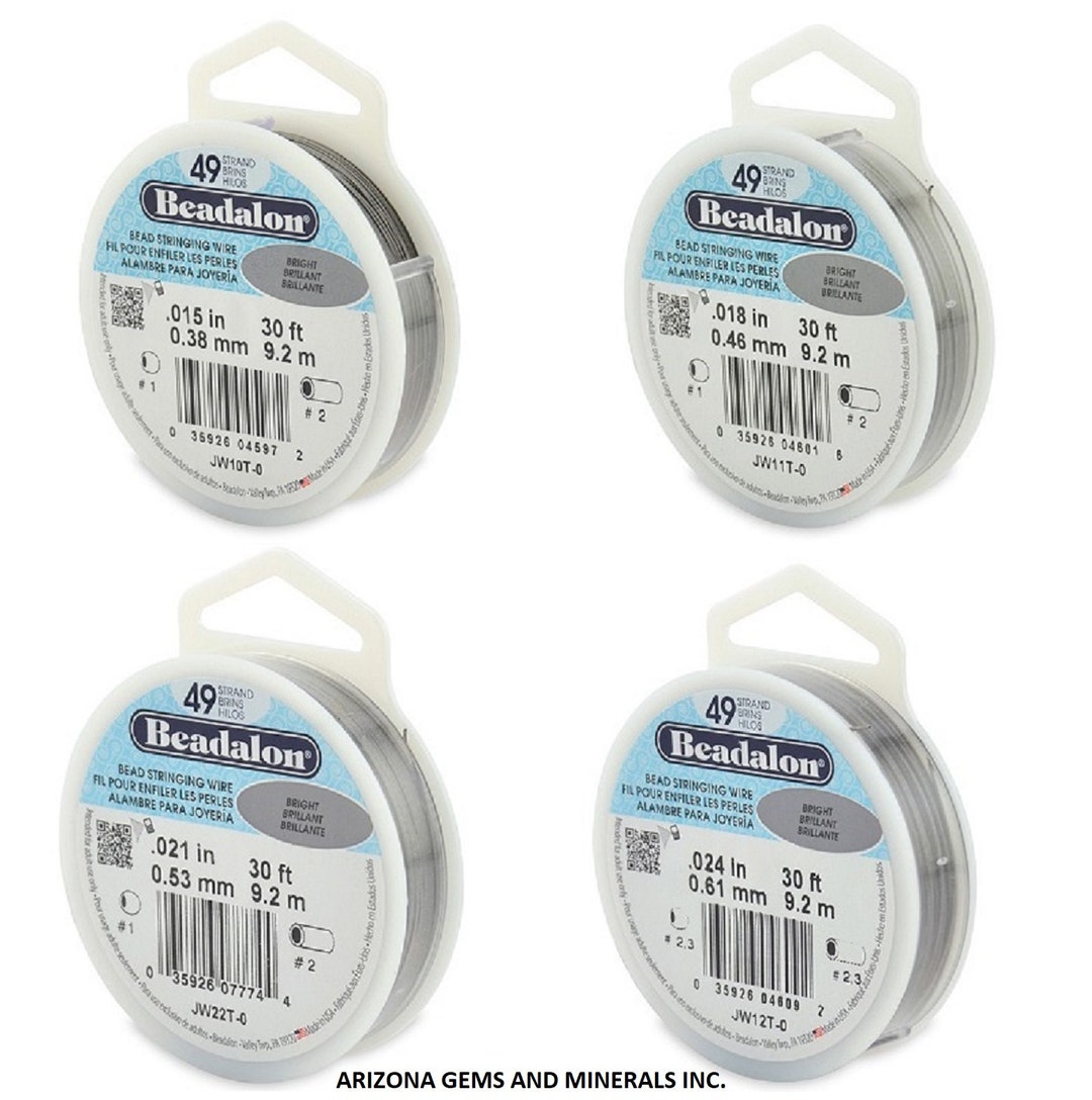Beadalon Bead Stringing Wire 49 Strand 30/100 FT. Bright Various Sizes