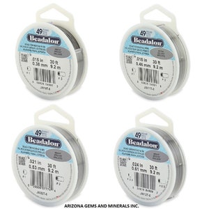 Beadalon Bead Stringing Wire 49 Strand 30/100 FT. Bright Various Sizes + Colors FREE SHIPPING