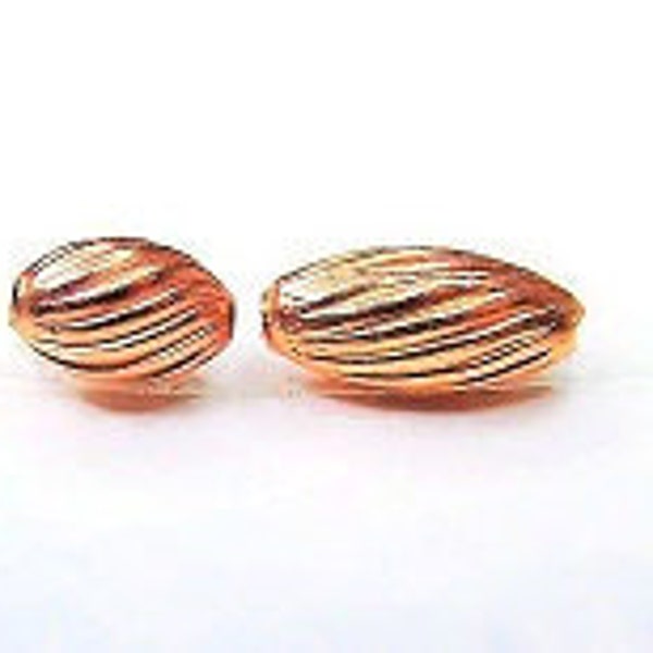 Real Copper Beads Oval Swirl Corrugated 3x5mm - 3x7mm - 4x9mm Approx.100-200-500 Beads 100% Genuine Copper