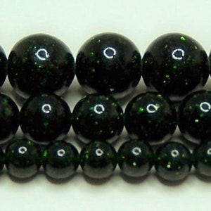 Gold Stone Green Beads 2mm-3mm-4mm-6mm-8mm-10mm 15.5&quot; Strand FREE SHIPPING