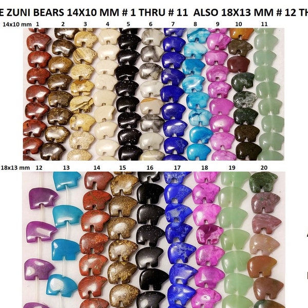 Gemstone Zuni Bear Fetish Beads 14mmx10mm,18mmx13mm  FREE SHIPPING