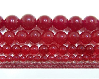Red Jade Beads 2mm-3mm-4mm-6mm-8mm-10mm-12mm-14mm Real Stone 15.5" Strand FREE SHIPPING