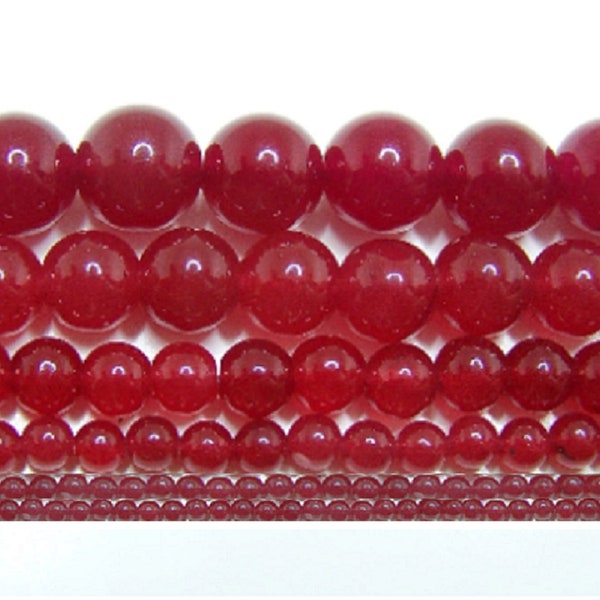 Perles de jade rouge 2 mm-3 mm-4 mm-6 mm-8 mm-10 mm-12 mm-14 mm Pierre véritable 15,5" brin LIVRAISON GRATUITE