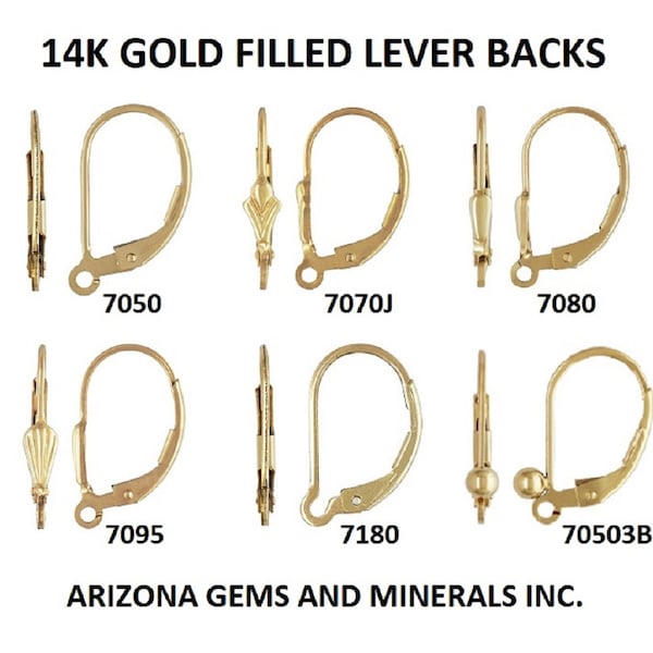 14K Gold Filled Lever Back Hook Ear Wires & French EarWires 6 Styles + 4Pc - 8Pc FREE SHIPPING