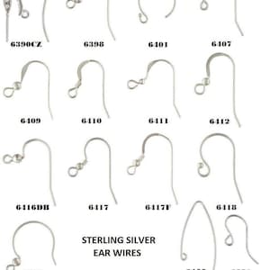 Sterling Silver .925 Hook Ear Wires & French Ear Wires 15 Styles+10Pc-20Pc-50Pc FREE SHIPPING