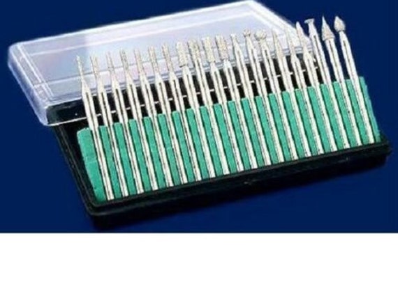 SE 50-Piece Diamond Burr Set - 1/8" Shank, 240 Grit, For Rotary Tools, With Storage Case