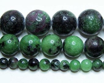 Perles rubis zoisite 2 mm-3 mm-4 mm-6 mm-8 mm-10 mm pierre véritable 15,5" brin livraison gratuite