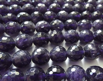 Amethyst. 4mm - 8mm - 12mm Faceted Round. Approx. 15.5 inch Strand. FREE SHIPPING