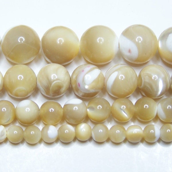 Mother of Pearl Natural AAA 2mm-3mm-4mm-6mm-8mm-10mm Real Shell 15.5" Strand FREE SHIPPING