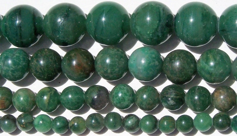 Perles de jade vert africain 2 mm-3 mm-4 mm-6 mm-8 mm-10 mm-12 mm pierre véritable livraison gratuite image 1