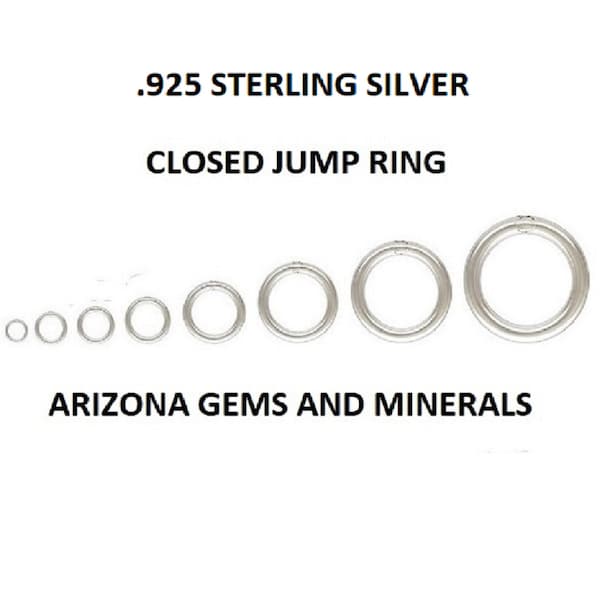 Sterling Silver .925 3mm to 12mm Soldered Closed Jump Rings in 22Ga.+ 20.5Ga+19.5Ga+18Ga FREE SHIPPING