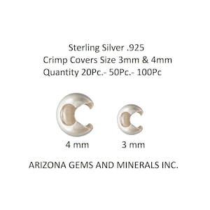Sterling Silver .925 Crimp Covers Size 3mm & 4mm Quantity 20Pc.- 50Pc.- 100Pc