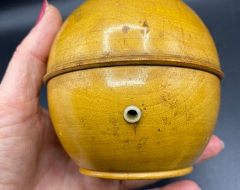 Antique string holder jar Fruitwood Treenware, good condition, beautiful patina, housewares, collectibles, turned wood