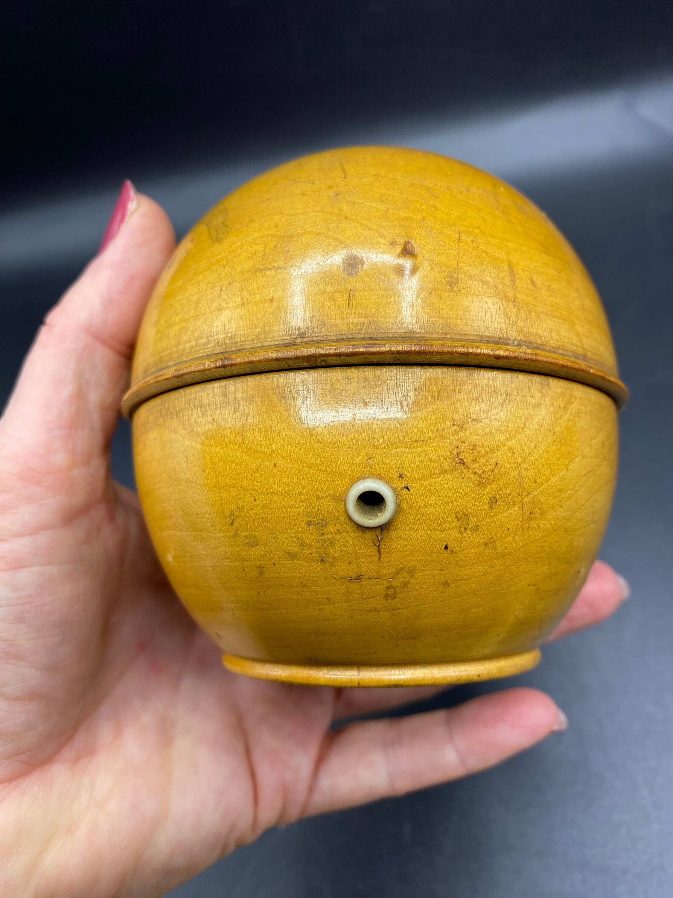 Antique String Holder Jar Fruitwood Treenware, Good Condition ...
