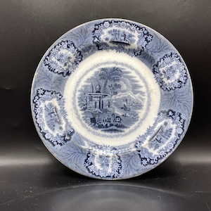 1880&#39;s Baker & Co. Antique Staffordshire blue and white plate in the Oriental pattern, Good condition 9.5&quot;
