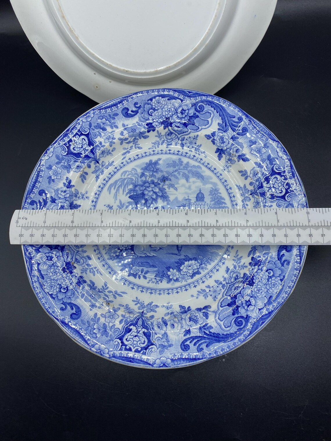 Set of 8 Antique 1820-40's Ralph Hall Blue Transferware Plates