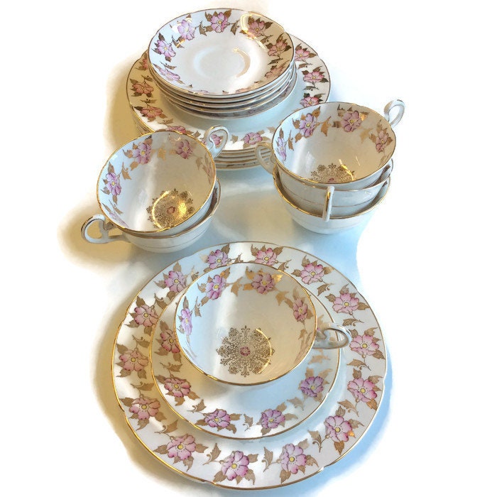 18 Piece Vintage Dessert Set, Teacups and Dessert Plate, Royal Grafton ...