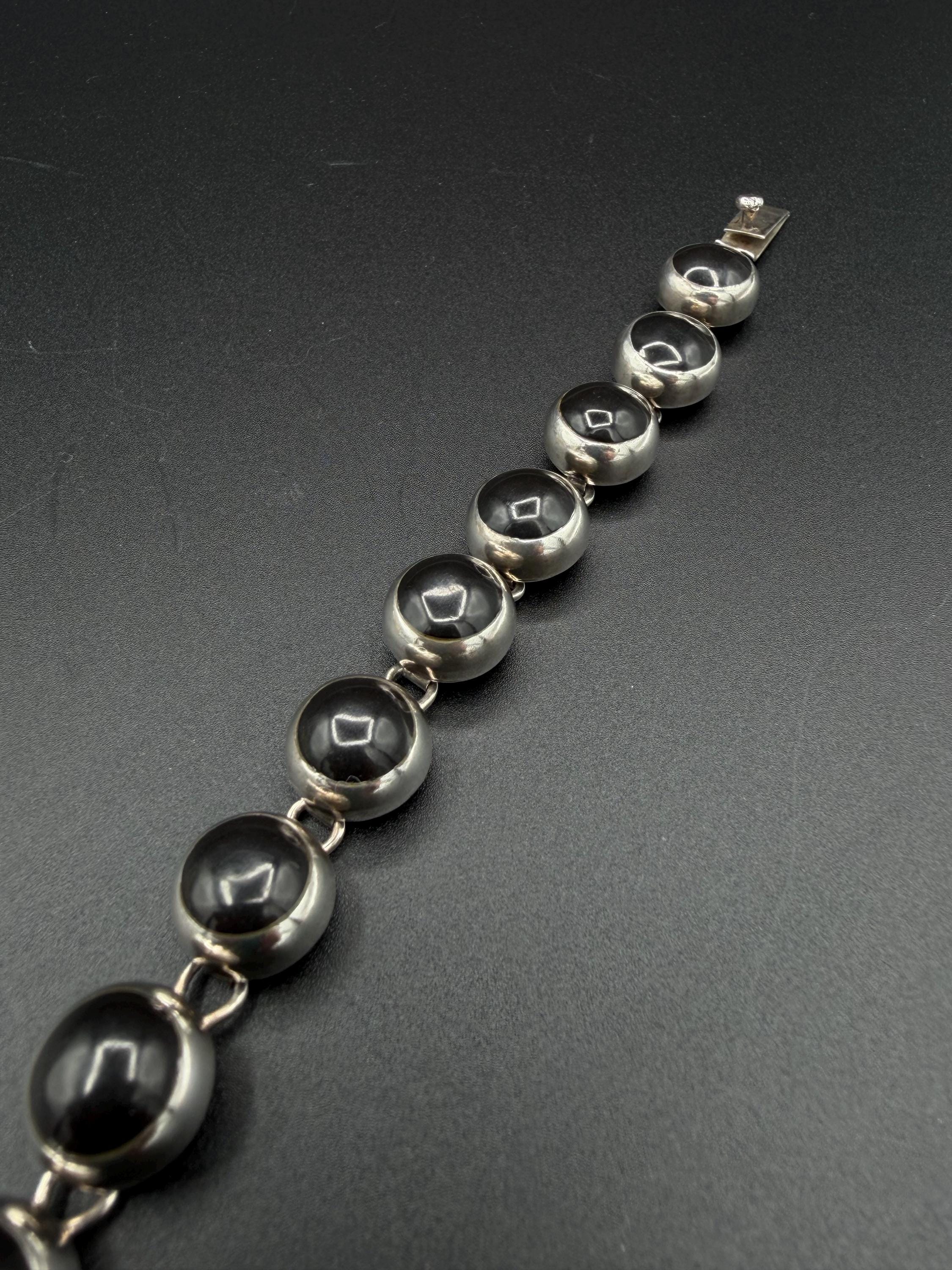 Mexican Silver Bracelet With Onyx - Etsy