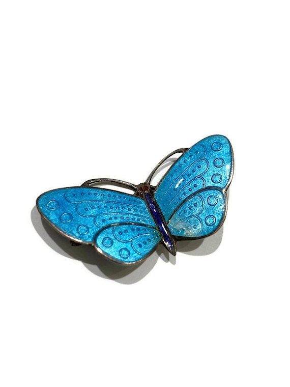 Large 2" 1950's Scandinavian butterfly Sterling s… - image 1