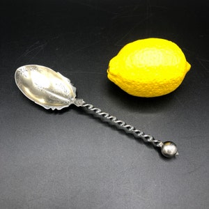 Antique Fesseden Victorian Sterling serving spoon with twist handle engraving, Tea party, wedding silver, collectible silver