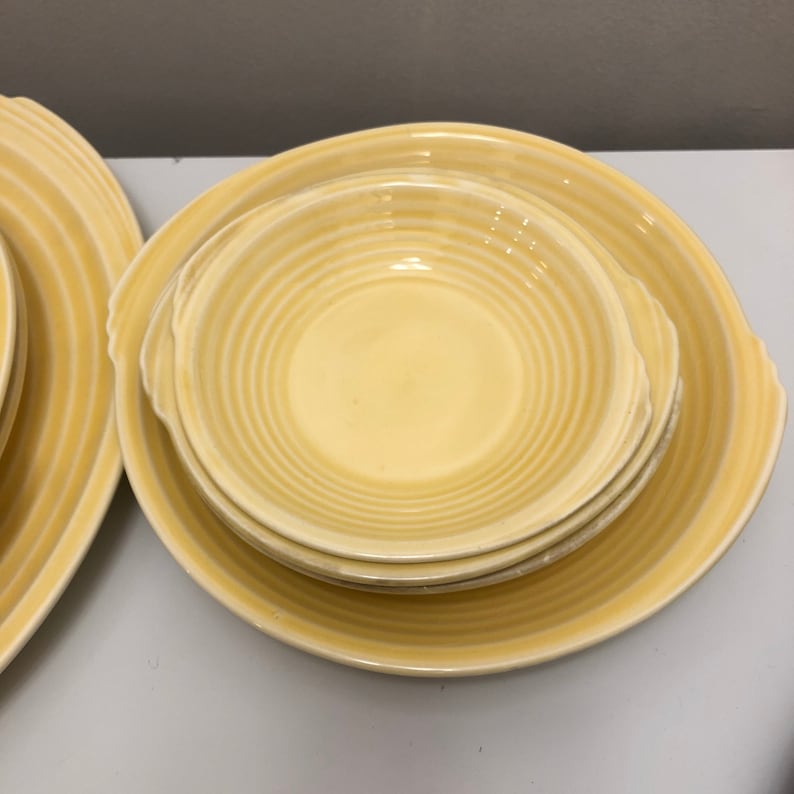 soup bowl 10 pieces Vintage 1930/'s Edwin Knowles Yellow dinnerware salad plate very good condition platter dinner plate