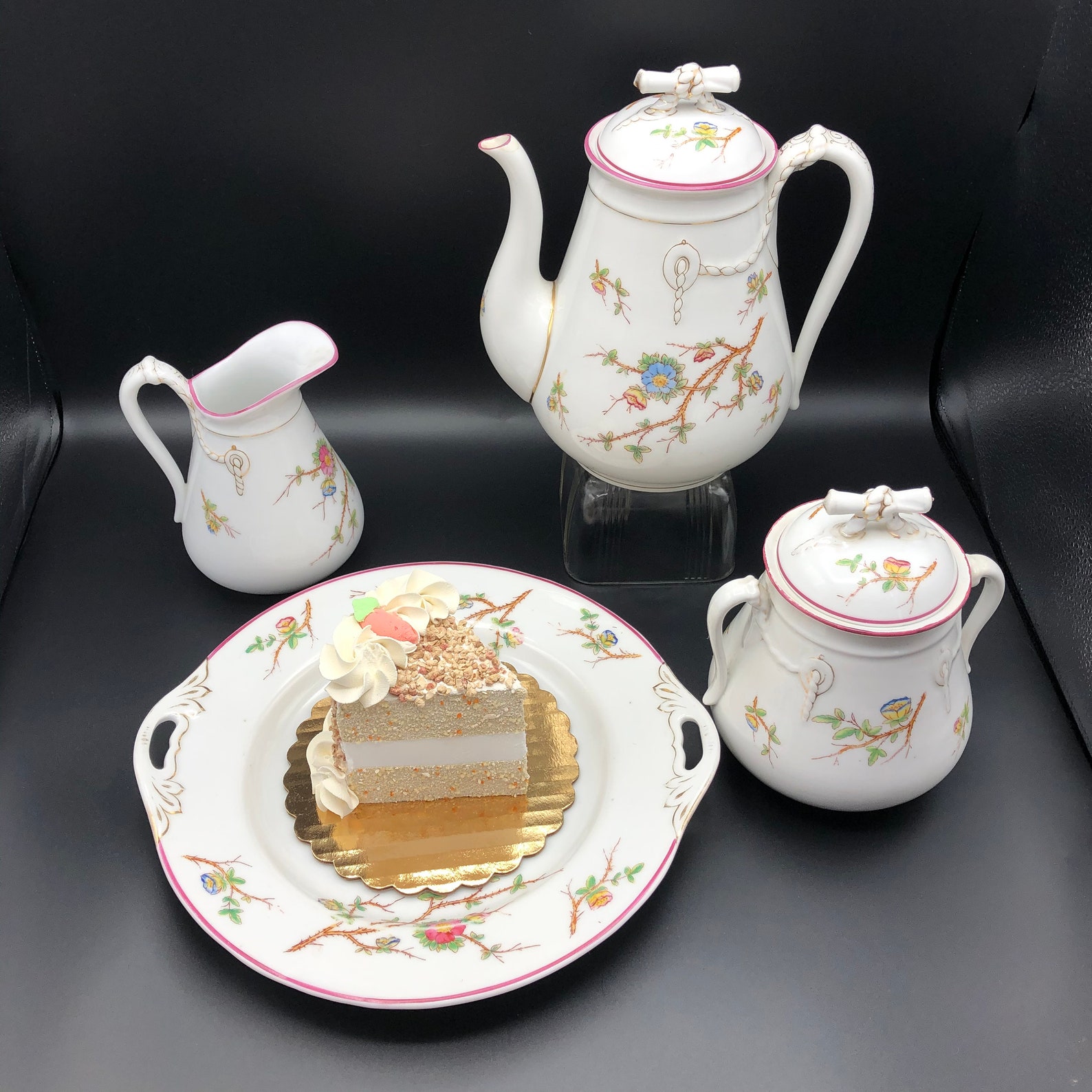 19c. Tea Set Aesthetic Period Porcelain 6 Piece Tea Pot Etsy