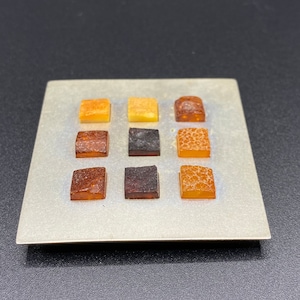 Vintage 1970&#39;s Polish ZK sterling silver with Amber square Modernist Art jewelry brooch/pendant