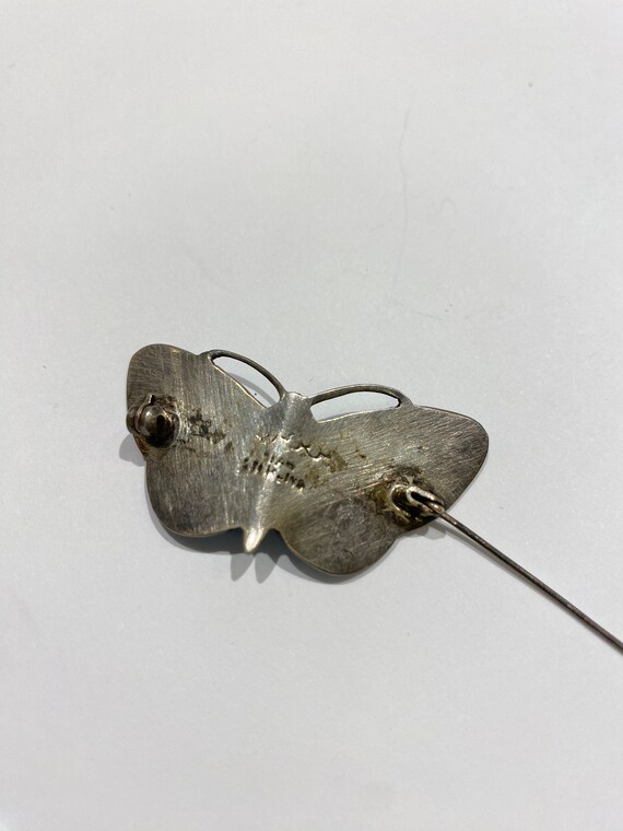 Large 2" 1950's Scandinavian butterfly Sterling s… - image 4