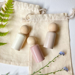 wooden peg doll, nursery decor, educational toy, Montessori toys,