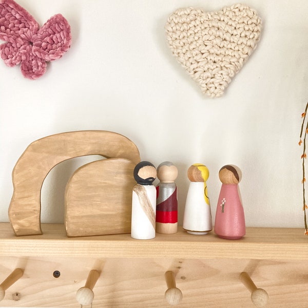 Peg doll Easter Scene-Easter Wooden pegs- Resurrection kids toy- Easter Jesus Wooden Peg Easter Creche-Mary Magdalene-Wooden Easter Decor