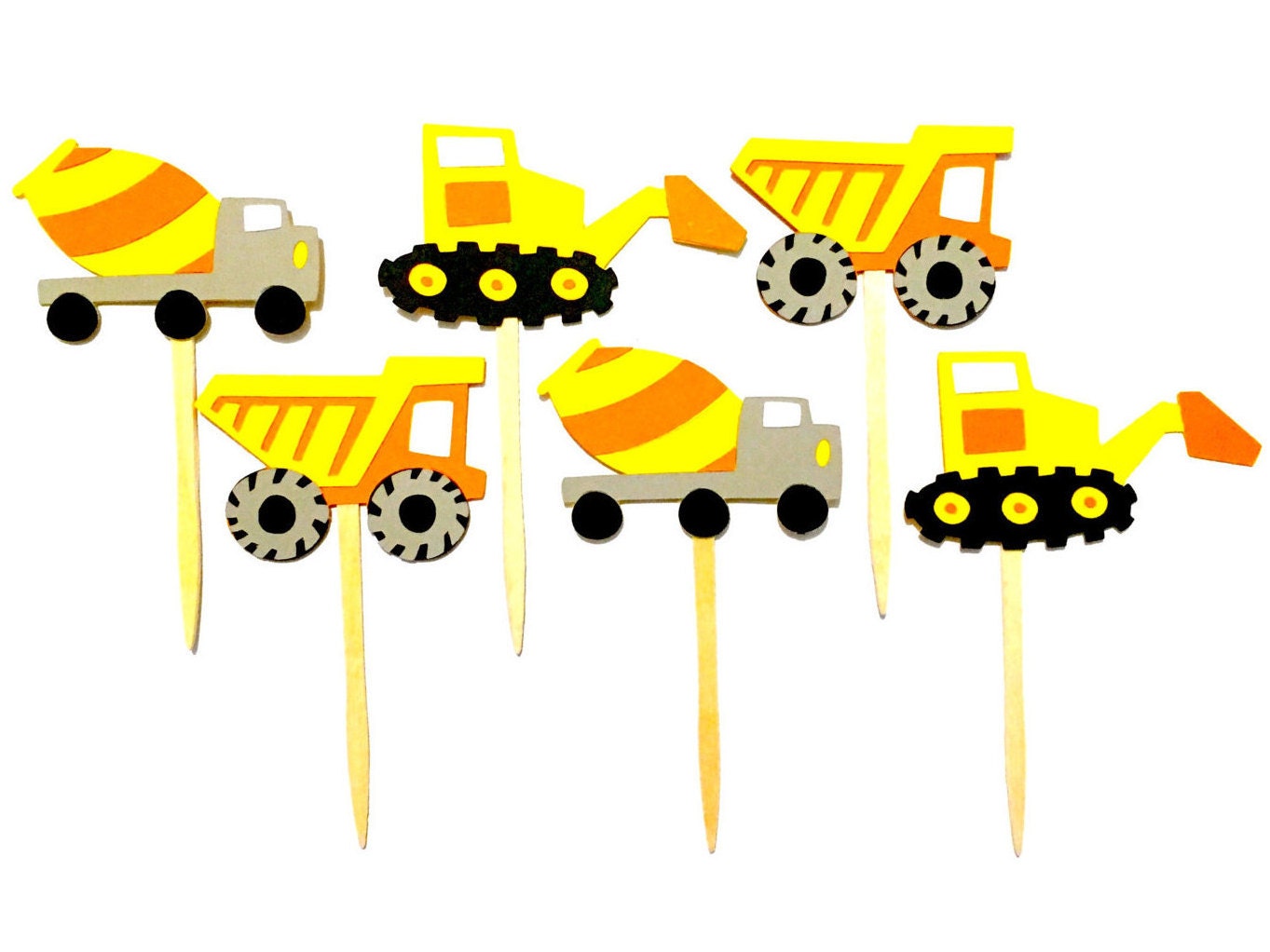 Construction Cupcake Toppers Set of 12 / Construction Truck Etsy