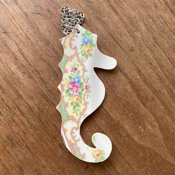 Mt. Clemens Mildred, Seahorse Ornament, Broken China Ornament, Upcycled China, Seahorse Lover, Gift for Her, Gift for Teacher