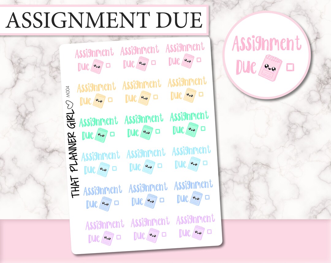 Assignment Due Cute and Perfect for Study or Uni for Your Standard EC ...