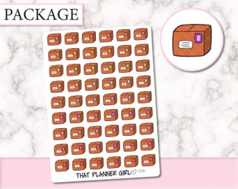 Package Stickers - Hand Drawn Original Art - 54 stickers - Fit in the Standard Vertical / Kikki K /Filofax - Perfect for Happy Mail - D226