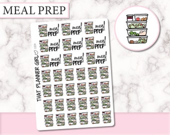 Meal Prep Container Doodle - Perfect for meal prep or meal planning - Mark bulk food prep with cute hand drawn original stickers - D209