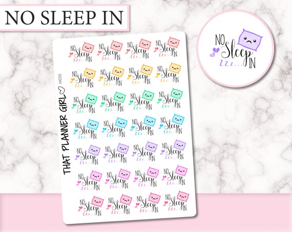 No Sleep in Word Stickers Perfect for the Standard Life Vertical,  Horizonta, Kikki K or Kate Spade Pastel Rainbow 28 Stickers M055 