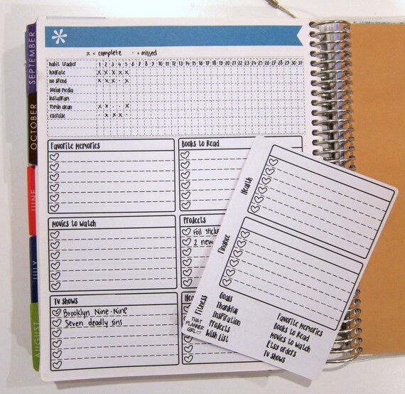 Large Note Page check lists - Bullet Journal Style! Space to write (or use  the included headers) headers in each box! M043