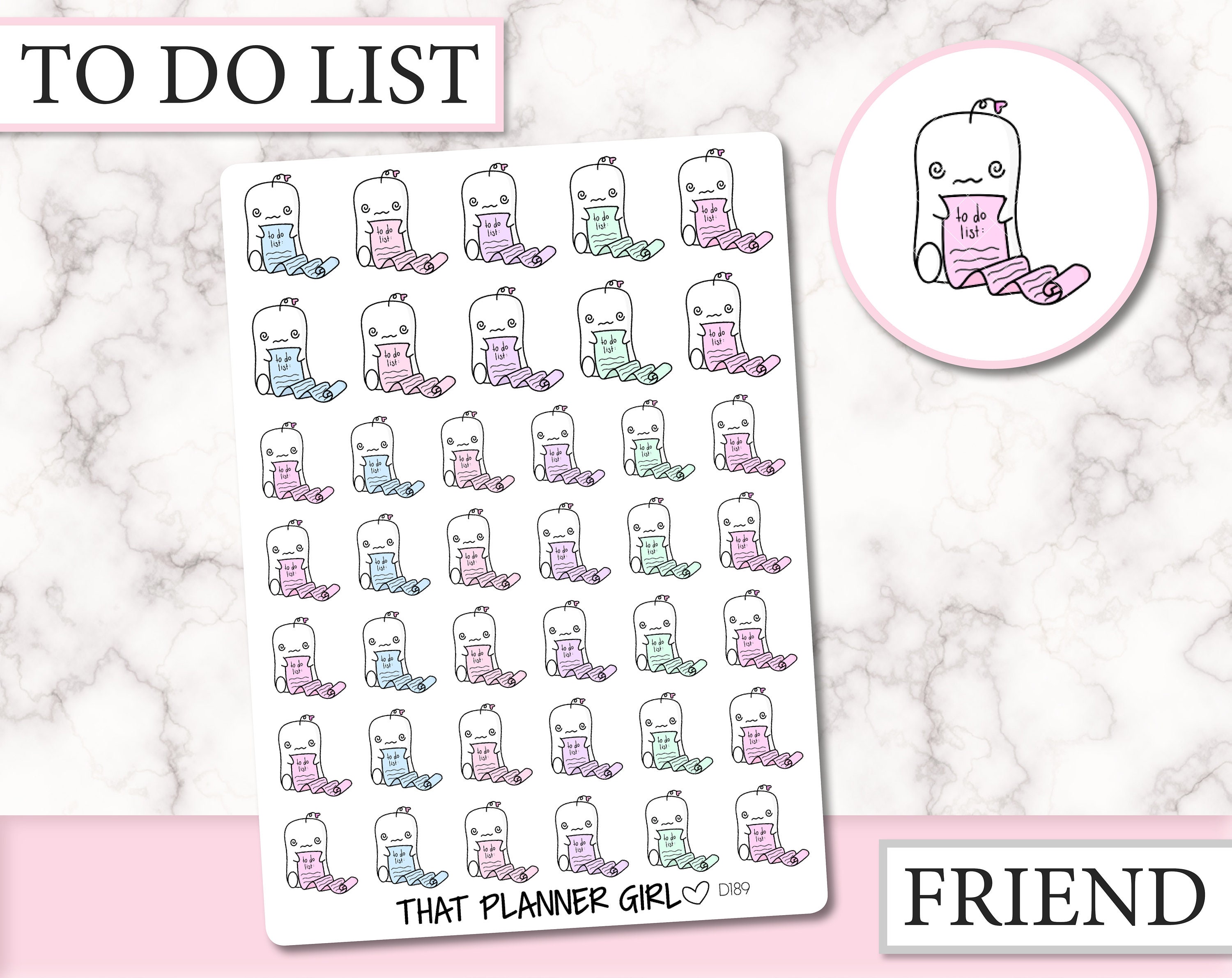 Friend with Long To Do List- Perfect for marking busy days, long work days, long days etc - Planner Stickers - Hand Drawn Doodles - D189