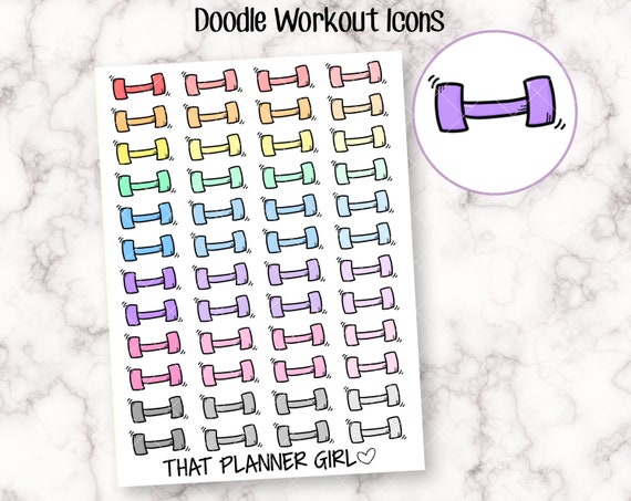 Weights / Dumbbell Doodle Sticker Icons Perfect for Marking | Etsy