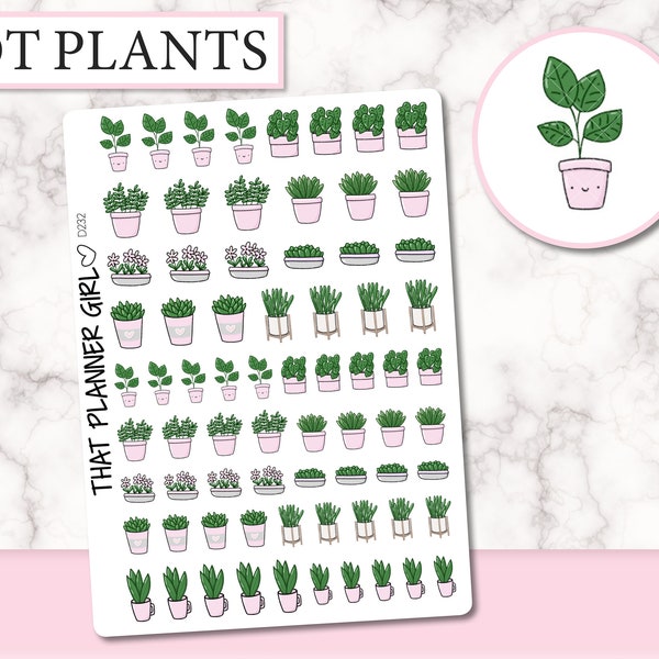 Pot Plant Doodle Sticker - Care for your plants and remember to water them! perfect for gardening! - Planner Stickers - Hand Drawn - D232