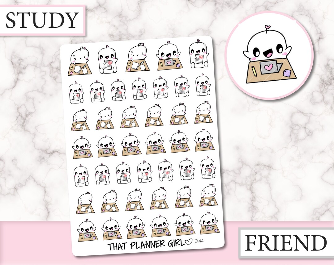 Friend at School Cute Hand Drawn Original Character Sticker Study ...