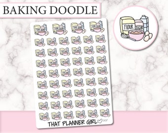 Baking Doodle - Perfect for marking baking, cooking, pastries, cakes, cookies etc - Planner Stickers - Hand Drawn Doodles! - D017
